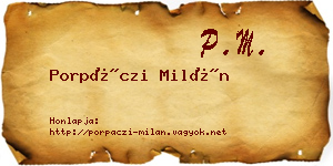 Porpáczi Milán névjegykártya